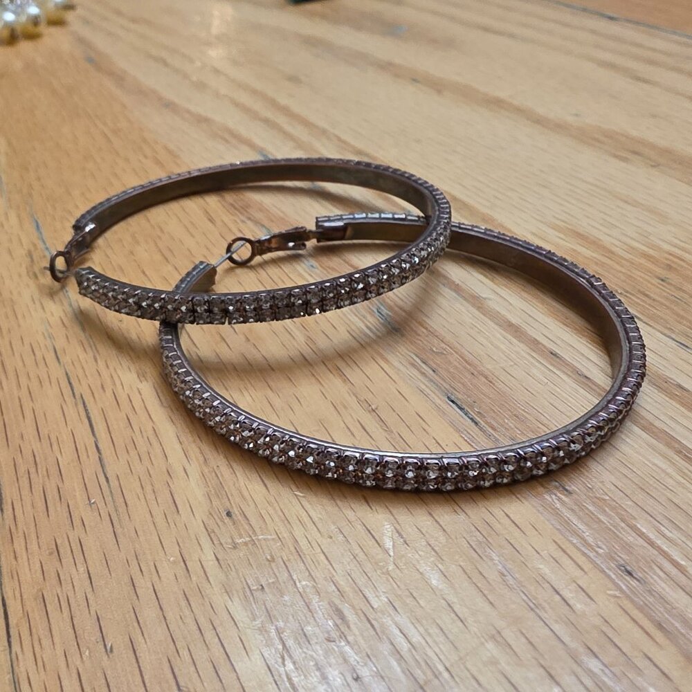Etsy Silver Toned Oversized Rhinestone Hoops - Picture 11 of 16
